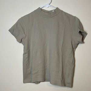 Beige mock neck tee